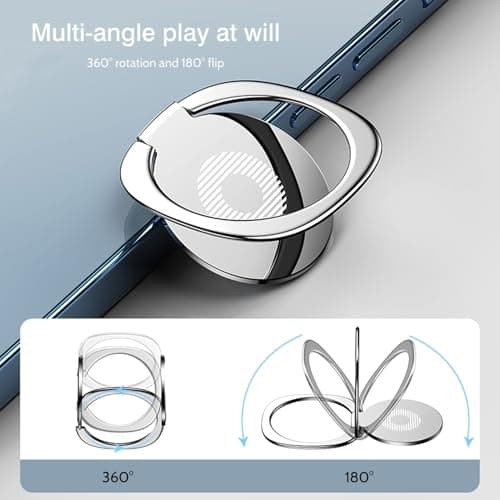 Magnetic Phone Ring Holder - Ultra Thin 360 Rotation Grip, 180 Adjustable Stand Mount, Strong Adhesive Metal Design | for Car Dashboard, Kitchen Counter, Gym Equipment, Desk Tabletop, Travel — view 2