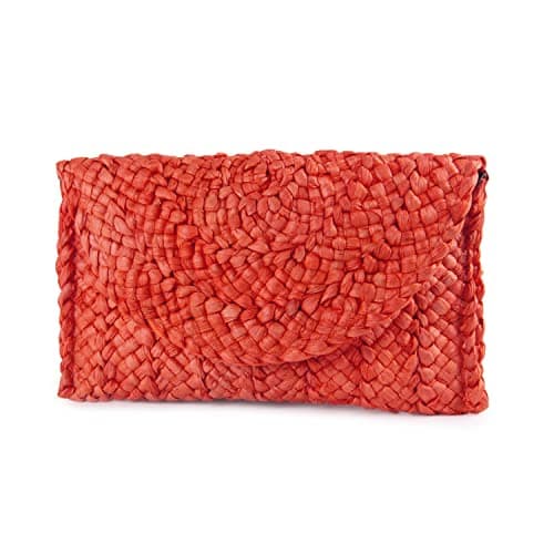 Syrads Women’s Straw Evening Clutch Purse Summer Beach Handbag Straw Woven Envelope Bag,Red — view 5