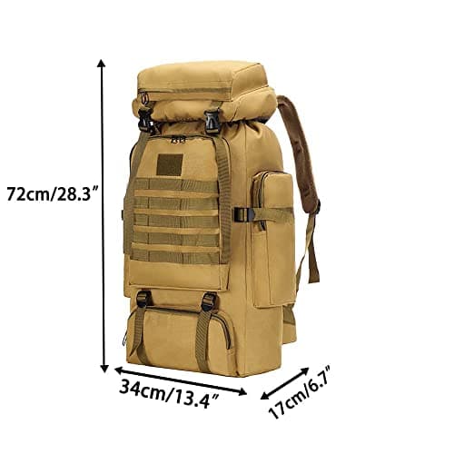 Dressfo 80L Hiking Camping Backpack,Hunting Climbing Backpack for Outdoor,Backpack Water Resistant,Tactical Backpack for Men Women (YELLOW) — view 2