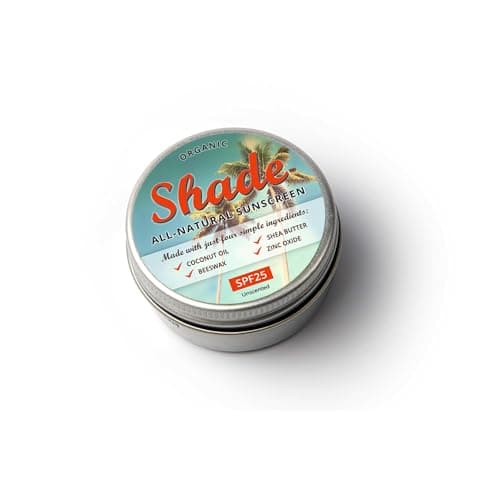 Shade All-Natural Sunscreen SPF25-15ml | Pocket-Sized Mineral Sun Cream with Organic Coconut Oil, Shea Butter, Beeswax & Zinc Oxide