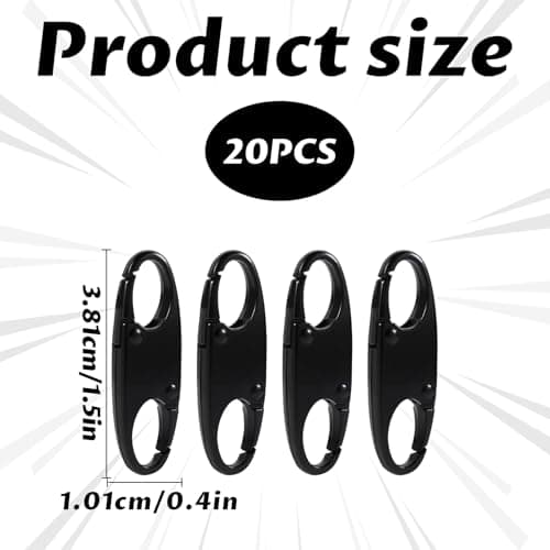 Anti Theft Zipper Locks for Backpacks 20pcs Zipper Clip Theft Deterrent Dual Opening S-Hook Zippers Pull Locks for Backpacks, Camping, Fishing, Traveling, Outdoor Sports (Black) — view 2