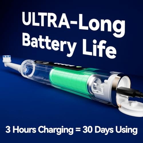 Seago Rotating Electric Toothbrush for Adults with Travel Case, 8 Brush Heads, 5 Modes with Whitening, USB-C Rechargeable with Timer, 30-Day Battery (Black) — view 4
