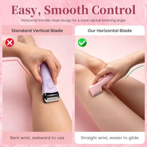 Lady Shavers for Women, IPX6 Waterproof, Horizontal Head Body Trimmer, Pink — view 2