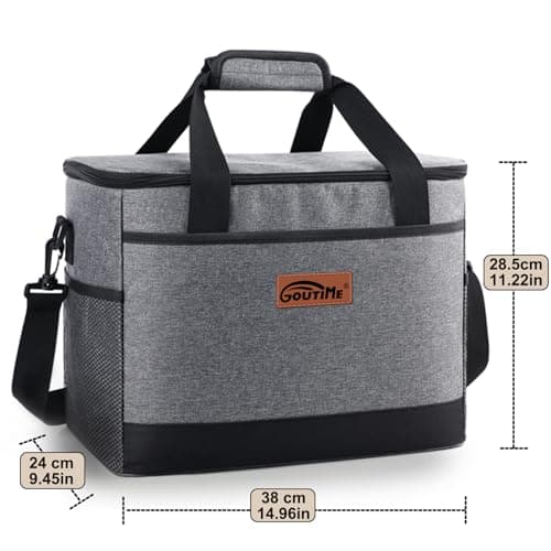 Goutime 26L Insulated Lunch Cool Bag, Waterproof Leakproof Tote (Grey) — view 2