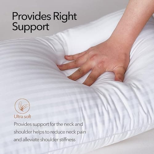 Adam Home Pillows 8 Pack Hotel Quality Side Sleeper Bounce Back Bed Pillow Quick Rebound & Dust Proof Resistant Premium Filled Hotel Pillows Pack of 8 — view 5