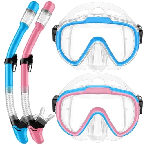 Lealinga Snorkel Set Adult Kid Panoramic View Snorkel Mask with Travel Bag