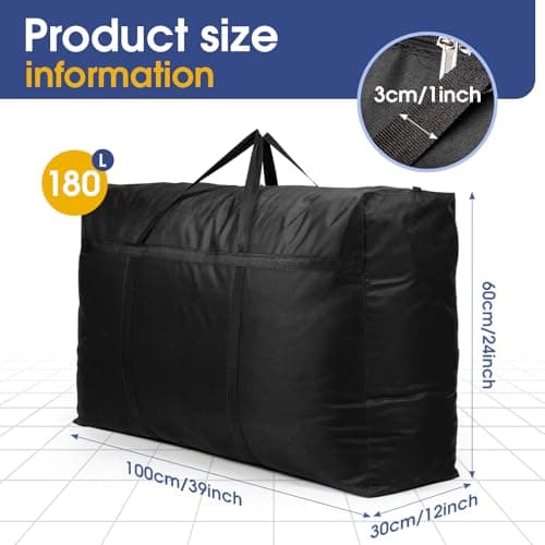 YiMiLiu 180L Extra Large Storage Bag Waterproof Luggage Bag Heavy Duty Moving Bag (black) — view 2