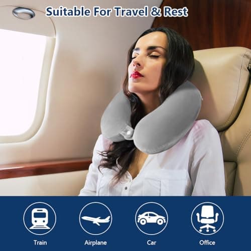URAQT Travel Pillow, Memory Foam U Shaped Neck Pillow, Grey — view 6