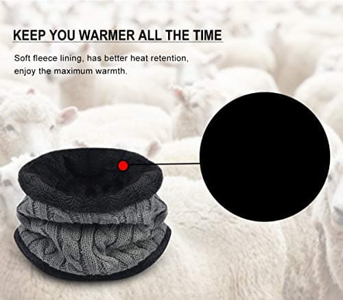 HIDARLING Kids Winter Hat Scarf Set - Warm Thermal Knitted Beanie Cap Snood Neck Warmer Outdoor Sports Soft Fleece Lining Elastic for Children Boys Girls Aged 5-10 (Grey) — view 5