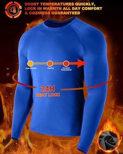 Roadbox Men's Thermal Base Layer Top 1-2 Pack, Fleece Lined Long Sleeve — view 4