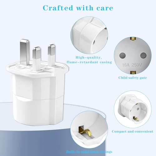European to UK Plug Adaptor with 13A Fuse, 2 Pack — view 5