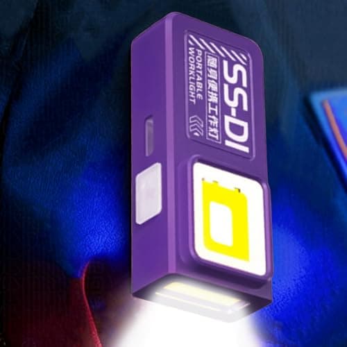 CHANGYUE Mini Torch, Compact Pocket Flashlight, USB-C Rechargeable Small Torch Flat EDC Torchrs Flashlight with Pocket Clip and Magnetic Base COB Work Light for Hiking Camping Repair Travel(Purple) — view 5