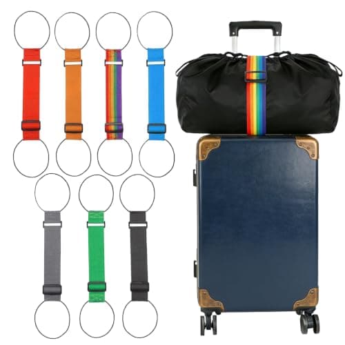 Cosblisvia Luggage Straps, Suitcase Straps 7 Pack Adjustable Bag Strap Set For Travellers, Families, Students, Airport Trips, Business Travel, Holidays, Assorted Colours