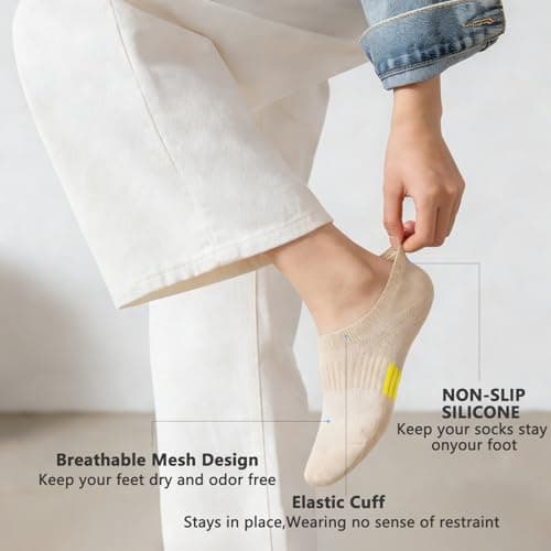 LXEASYGO 10 Pairs Invisible Trainer Socks for Women Non-Slip Silicone Stripes Ladies Girls Low Cut No Show Running Ankle Socks (UK, Alpha, One Size, Regular, Regular, 10 Pairs Skin) — view 3