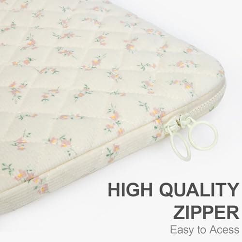 Puffy Laptop Sleeve 13 Inch Cute Floral Laptop Case Soft Quilted Computer Sleeve Protective Cover for MacBook, iPad, Notebook, Chromebook — view 6