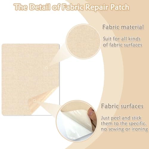 2 Pcs Fabric Repair Patch, Self-Adhesive Canvas Repair Patch 11x8 inch Waterproof Fabric Patches Linen Canvas Repair Kit for Sofas, Tents, Furniture, Awnings, Car Seats (Beige) — view 6