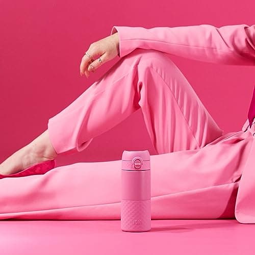 ION8 Insulated Travel Mug, Leak Proof, Triple Lock Secure, Spill-Free in Transit, Hygienic Cover, Easy-to-Clean, Perfect On-The-Go, Soft Base, Stainless Steel, Rose Pink — view 2