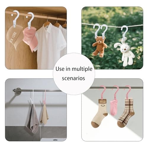 Andiker 8pcs Laundry Hooks with Clips, 5.2" Super Strong Clamping Plastic Single Clip Hangers Portable Travel Hangers with Clips to Hang Socks Towels Boots and Dry Wet Clothes — view 4
