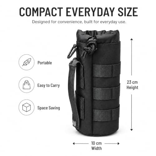 1pcs Molle Water Bottle Pouch, 24x10cm Bottle Holder Adjustable Drawstring — view 3