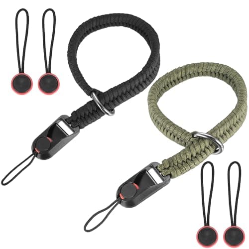 zrfgbxim 2 Pcs Camera Wrist Strap with Quick Release Buckle(4pcs), Quick Release Paracord Rope Camera Hand Straps, Adjustable D Rings Safety Straps for DSLR or Mirrorless Cameras
