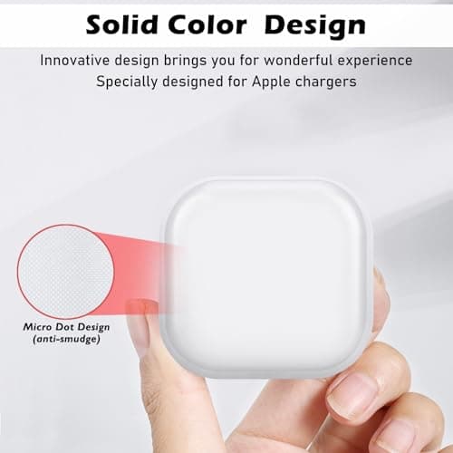 DiyGody Charger Protector Set for iPhone Charger Plug, Protective Cover for UK Apple 18/20W Power Adapter, Data Cable Case Wire Saver in TPU for USB-C Type-L, Phone Charger Protection for Girls, White — view 2