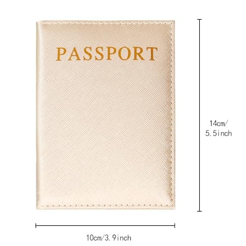 Passport Holder Cover Travel Wallet Organiser, Passport Case with RFID Blocking, PU Leather Travel Document Holder for Men&Women Travel Accessories (Gold) — view 2