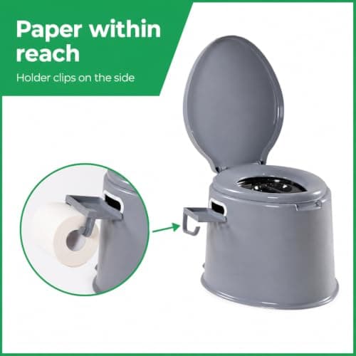 CMY 5L Portable Camping Toilet with Seat, Lid, Handles & Toilet Roll Holder — view 5