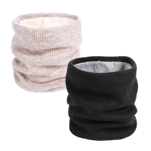 Snoods for Men and Women, Thermal Fleece Neck Warmer, Neck Gaiter, 2 Pack
