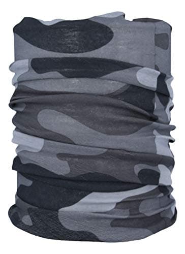 Multifunctional Headwear Neck Scarf Bandana Balaclava Face mask Headband Hairband Tube Gaiter Stretch Snood for Sports Yoga Running Cycling Hiking (Camo Grey)