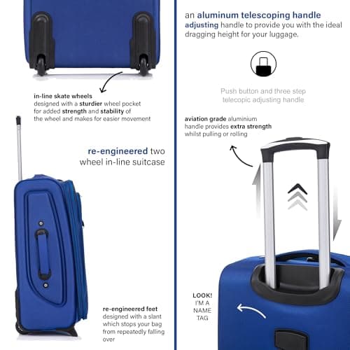 Aerostar Medium 26” Lightweight Softshell Expandable Suitcase, Check in Luggage 2 Corner Wheels with Integrated Combination Lock for 15 to 20kg (Royal Blue, 77 litres) — view 3