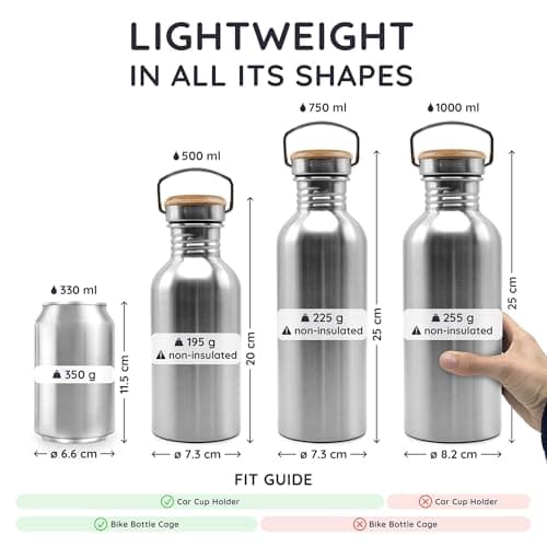 Bambaw Stainless Steel Water Bottle 500 ml | Eco-Friendly Non-Thermal | Stainless Steel Canteen | Easy to Clean | Reusable Water Bottle | Children's Water Bottle | BPA-Free Bottle — view 5