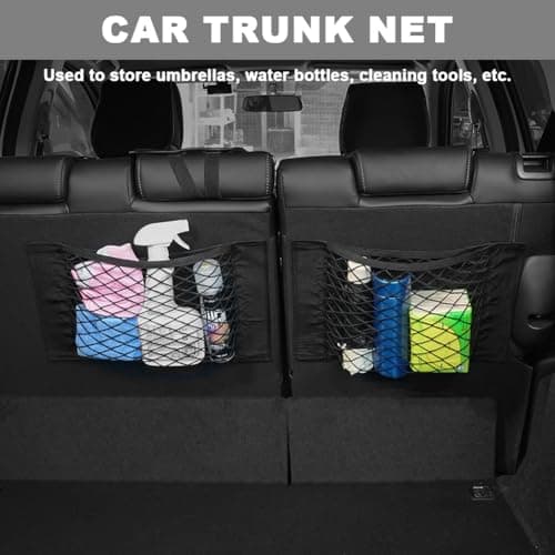 AOOWU Car Boot Storage Net 3 PCS, Black Magic Adhesive Mesh Cargo Net, Elastic storage Net for Van, Caravan, Trunk, Cargo, Camping, Car Organiser Essentials, Car Back Rear Trunk Seat Mesh Net, 40x25cm — view 6