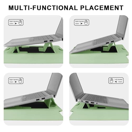 HoYiXi 15.6" Laptop Sleeve Case PU Leather with Stand Compatible with MacBook Pro 16/15.4'' MacBook Pro 15, Mac Air 15,16'' Laptop Bag for Dell, Acer, Asus,15-16'' laptop case,Green — view 4