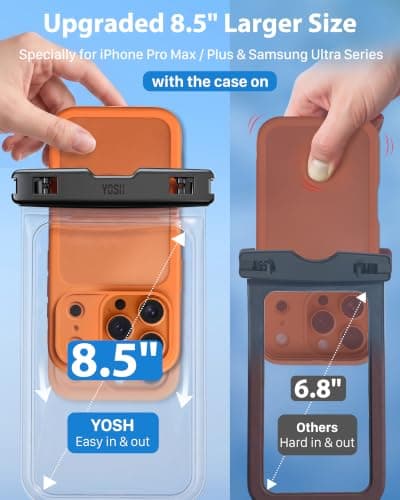 YOSH Waterproof Phone Pouch for Big Phones with Case On, 2 Pack, Up to 8.5" — view 2
