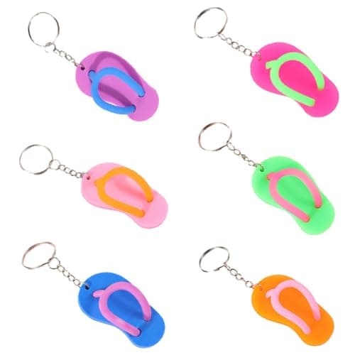 6pcs Mini Slipper Key Chain Rubber Sandal Keyring for Backpack Travel