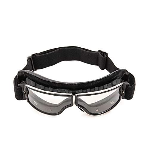 Evomosa Motorcycle Goggles PU Leather Windproof Sunglasses Sports Glasses Retro Bike Glasses for ATV Motocross (Black) — view 2