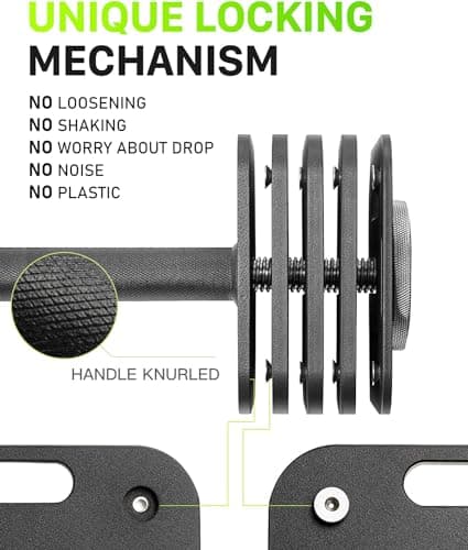 Eisenlink Adjustable Dumbbell 4-20kg Weight Set - Adjustable Dumbbell Set with Anti-slip Handle 2kg Increments Innovative Easy Safe Locking Mechanism for Home Gym Fitness (1×20kg) — view 2