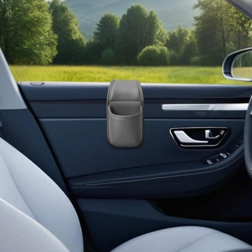 Car Door Cup Holder, PU Leather Wide-mouth Organizer for Drinks & Phone — view 3