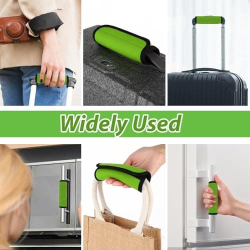 4Pcs Luggage Handle Wrap Comfortable Soft Luggage Identifiers for Suitcases Bright Color Personalised Suitcase Handle Straps Covers Essential Travel Accessories (Green) — view 3