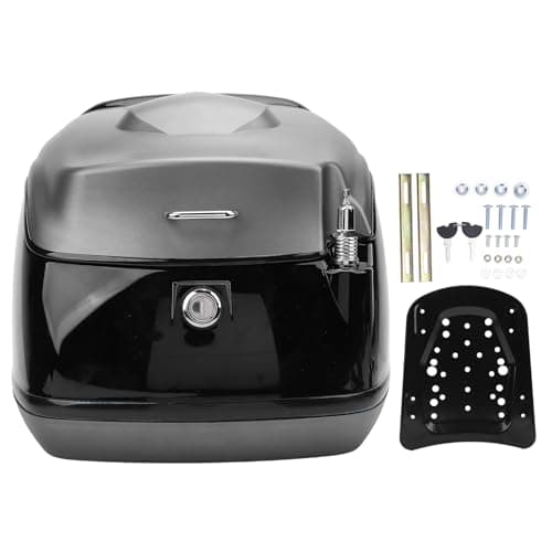 Dilwe Motorcycle Top Case ABS Motorcycle Top Box 38L Rear Storage Trunk Fits Full Size Helmet for Scooter Electric Bike Commuting Daily Travel (Gold) — view 6