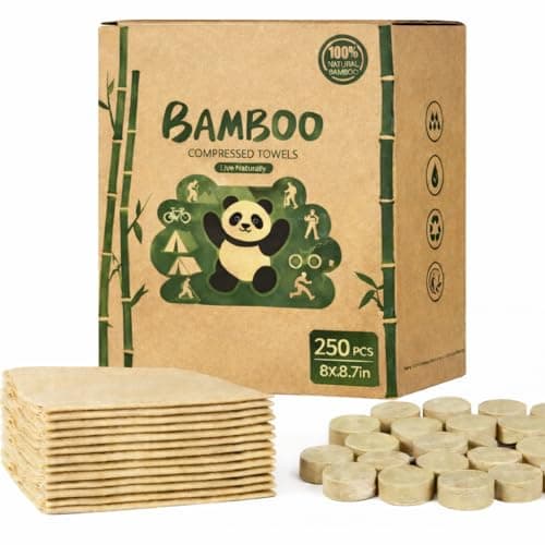 250-Pack Bamboo Compressed Towels for Camping