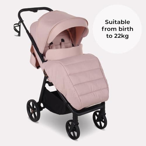 My Babiie MB170 Plus Pushchair – from Birth to 4 Years (22kg), 4-Wheel Suspension, Large Basket, XL Canopy, Foldable, Compact, Stroller with Footmuff, Cup Holder, Rain Cover – Pastel Pink — view 2