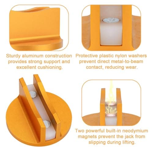 2pcs Universal Magnetic Jack Pad, Pinch Weld Jack Adapter Stand with Large Groove Heavy-Duty Aluminum Grooved Pinch Weld Frame Rail Protector Accessories for Car Truck — view 4