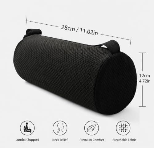 Lumbar Roll Pillow, 11 Inch Memory Foam Cylindrical Support Cushion — view 2