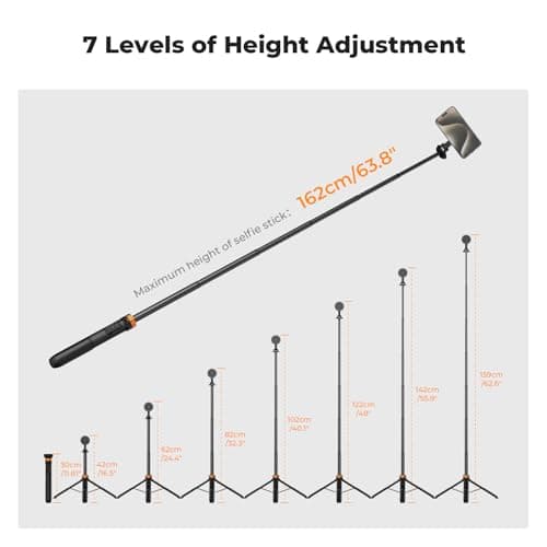 K&F CONCEPT 162cm/63'' Tripod for iPhone with Remote Control - Black — view 6
