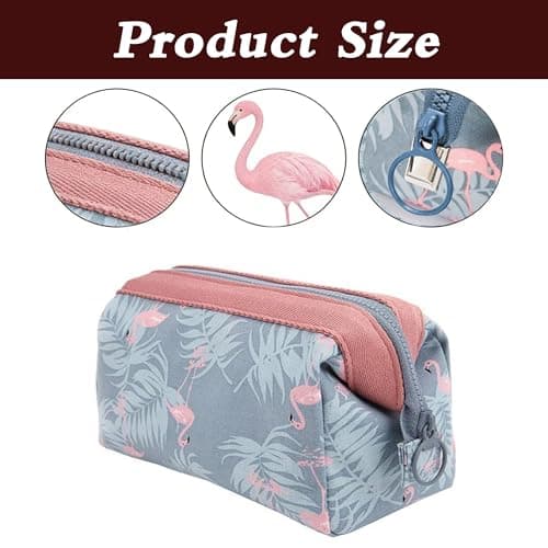 Large Makeup Bag,Flamingo Toilet Bags for Women,Wash Bag Women,Travel Wash Bags,Skincare Bages,Waterproof Polyester Cotton Makeup Bages,Portable Travel Toiletry Wash Bagi,for Skincare&Accessories. — view 3
