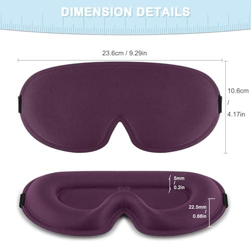 Blackout Sleep Mask for Women Men Zero Eye Pressure Eye Mask, Lycra Fabric 3D Ergonomic Design Eye Movement and Eyelash Friendly, Ultra Comfortable Blindfold for Sleeping Purple — view 5