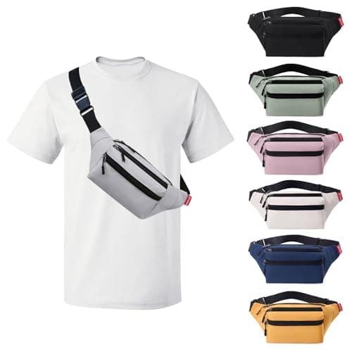 Risipu Bum Bag for Men Women, Lightweight Water-Resistant Waist Packs with Adjustable Belt & 3 Zipper Pockets, Fashionable Fanny Pack for Travel, Running, Hiking, Cycling (Grey)