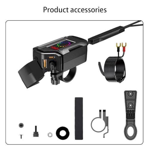 LGBWF Motorcycle USB Charger for Royal Enfield Bullet 500 Limited Edition 2018 Motorbike Power Adapter 3-in-1 Fast Charging Voltage Display Motorcycle Multi Port Charger — view 6