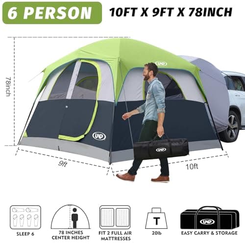 UNP Car Tent for Camping, 6 Man Tent Waterproof Family Tent — view 2
